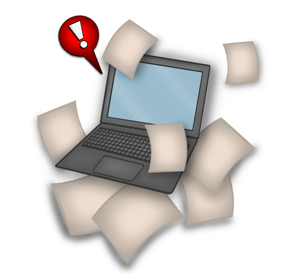 Illustration of computer and paper overlapping